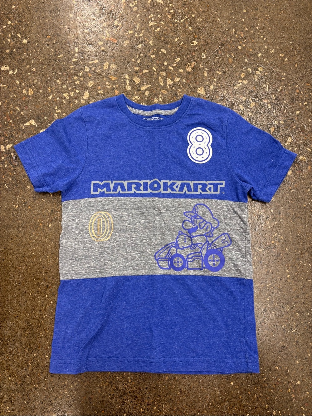 Nintendo Mario Kart 8 Video Game Promo T-shirt Boys Kid Small Blue Graphic Tee
